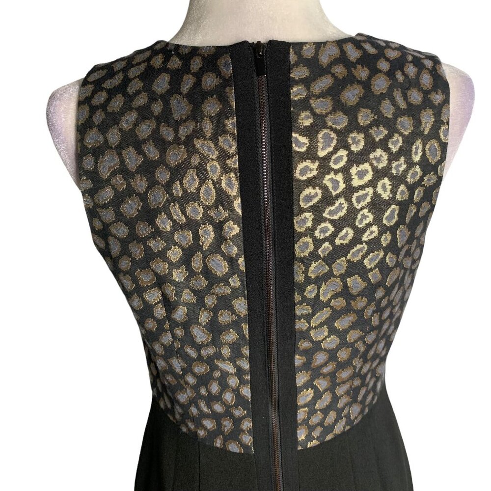 Ann Taylor Sleeveless Sheath Dress 4 Black Metallic Animal Print Zipper Lined - Picture 6 of 7